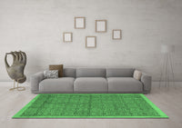 Machine Washable Abstract Emerald Green Modern Rug, wshabs4673emgrn