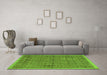 Machine Washable Abstract Green Modern Area Rugs in a Living Room,, wshabs4673grn