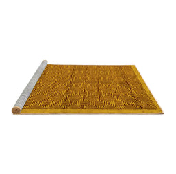 Sideview of Machine Washable Abstract Yellow Modern Rug, wshabs4673yw