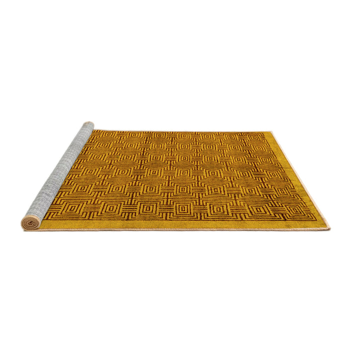 Sideview of Machine Washable Abstract Yellow Modern Rug, wshabs4673yw