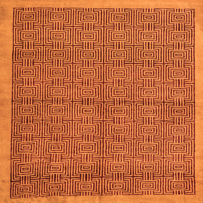 Square Machine Washable Abstract Orange Modern Area Rugs, wshabs4673org
