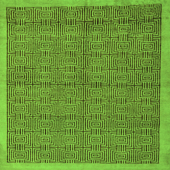 Square Machine Washable Abstract Green Modern Area Rugs, wshabs4673grn