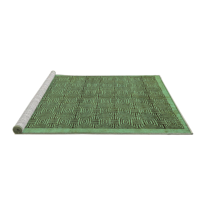 Sideview of Machine Washable Abstract Turquoise Modern Area Rugs, wshabs4673turq