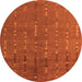 Round Machine Washable Abstract Orange Modern Area Rugs, wshabs4674org