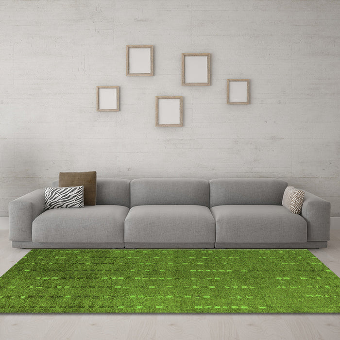 Machine Washable Abstract Green Modern Area Rugs in a Living Room,, wshabs4674grn