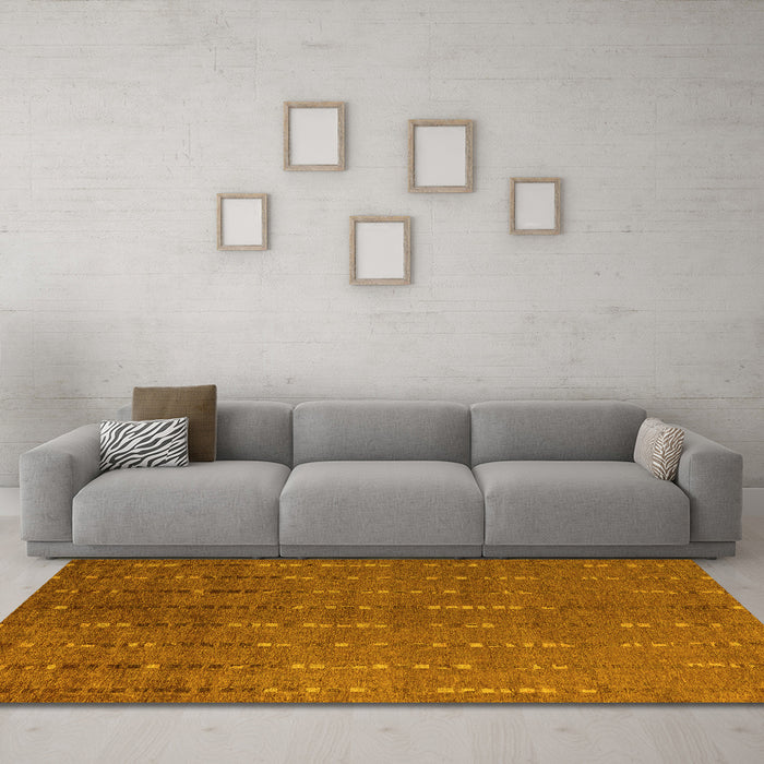 Machine Washable Abstract Yellow Modern Rug in a Living Room, wshabs4674yw