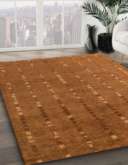 Machine Washable Abstract Neon Orange Rug in a Family Room, wshabs4674