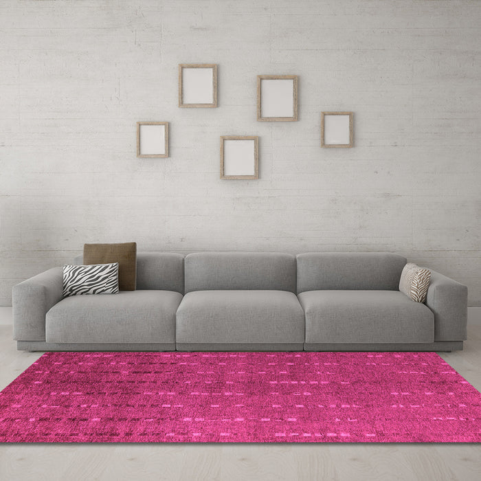 Machine Washable Abstract Pink Modern Rug in a Living Room, wshabs4674pnk