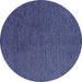 Round Abstract Blue Modern Rug, abs4675blu