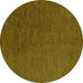 Round Abstract Yellow Modern Rug, abs4675yw