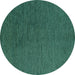 Round Machine Washable Abstract Turquoise Modern Area Rugs, wshabs4675turq