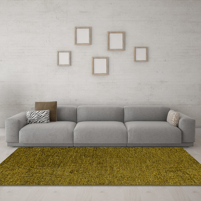 Machine Washable Abstract Yellow Modern Rug in a Living Room, wshabs4675yw