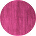 Round Machine Washable Abstract Pink Modern Rug, wshabs4676pnk