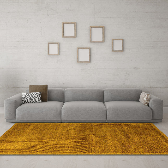 Machine Washable Abstract Yellow Modern Rug in a Living Room, wshabs4676yw