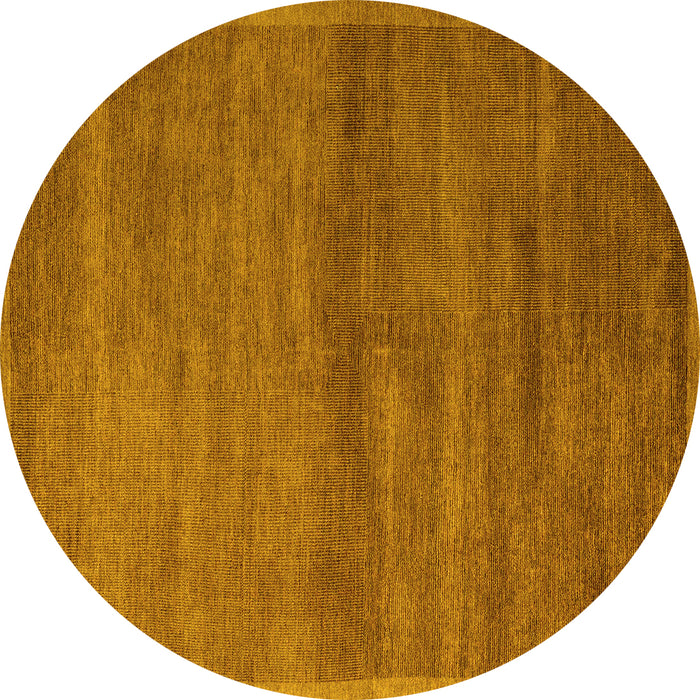 Round Abstract Yellow Modern Rug, abs4676yw