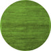 Round Machine Washable Abstract Green Modern Area Rugs, wshabs4676grn