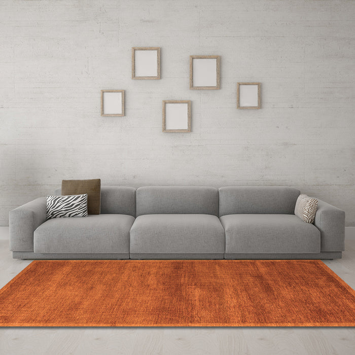 Machine Washable Abstract Orange Modern Area Rugs in a Living Room, wshabs4676org