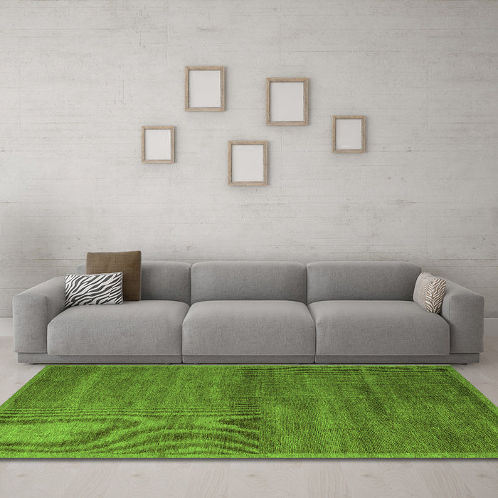 Machine Washable Abstract Green Modern Area Rugs in a Living Room,, wshabs4676grn