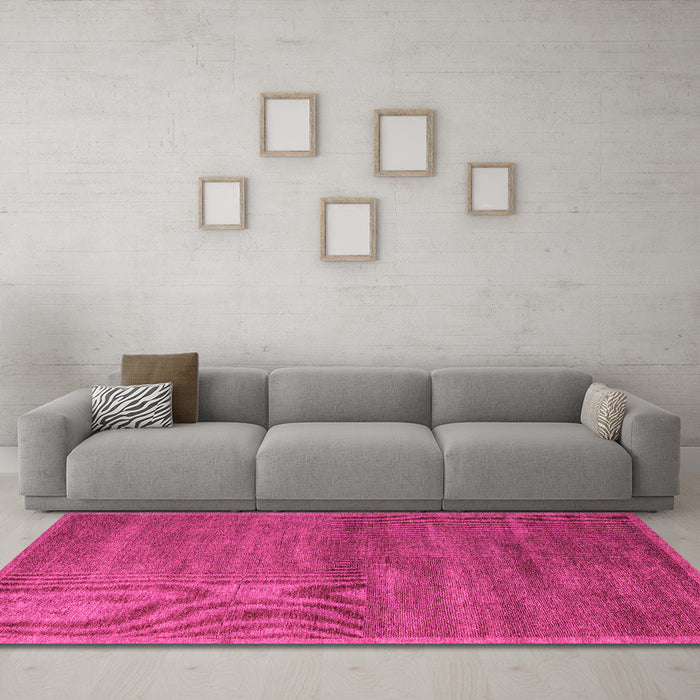 Machine Washable Abstract Pink Modern Rug in a Living Room, wshabs4676pnk