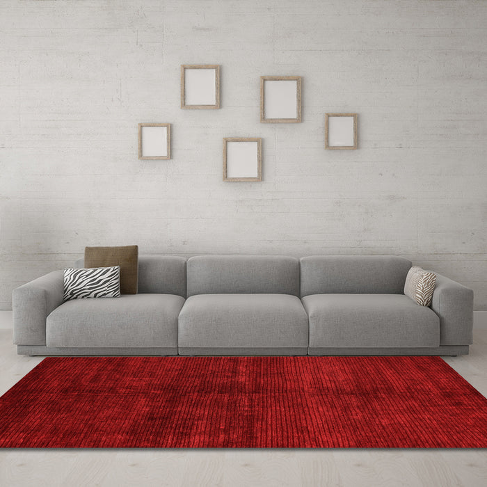 Machine Washable Abstract Orange Modern Area Rugs in a Living Room, wshabs4677org