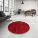 Round Abstract Red Modern Rug in a Office, abs4677