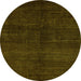 Round Abstract Green Modern Rug, abs4677grn