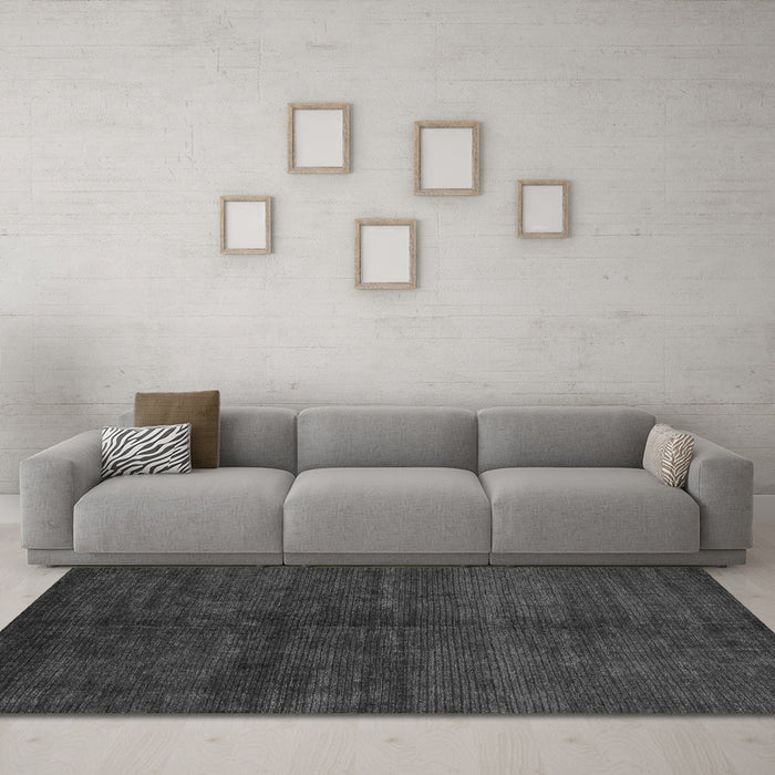 Machine Washable Abstract Gray Modern Rug in a Living Room,, wshabs4677gry