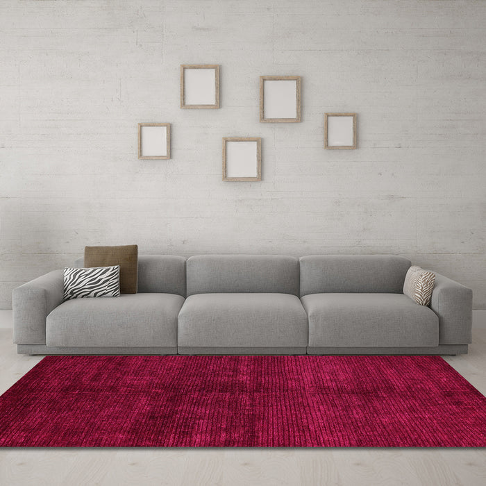 Machine Washable Abstract Pink Modern Rug in a Living Room, wshabs4677pnk