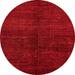 Round Machine Washable Abstract Red Rug, wshabs4677