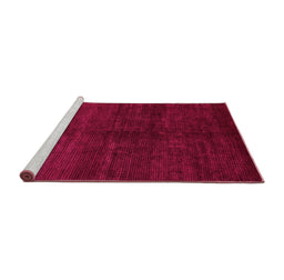 Sideview of Machine Washable Abstract Pink Modern Rug, wshabs4677pnk