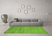 Machine Washable Abstract Green Modern Area Rugs in a Living Room,, wshabs4678grn