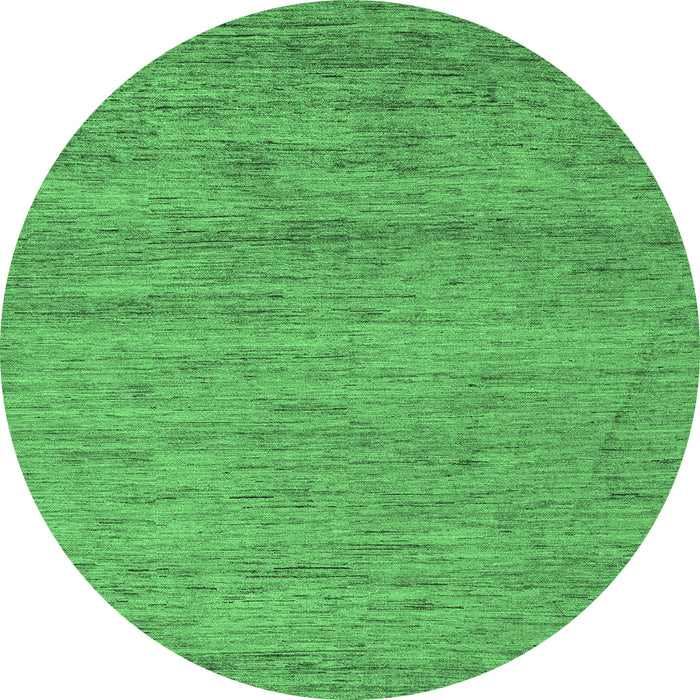 Round Machine Washable Abstract Emerald Green Modern Area Rugs, wshabs4678emgrn