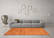 Machine Washable Abstract Orange Modern Area Rugs in a Living Room, wshabs4678org