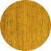 Round Machine Washable Abstract Yellow Modern Rug, wshabs4678yw