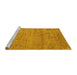 Sideview of Machine Washable Abstract Yellow Modern Rug, wshabs4678yw