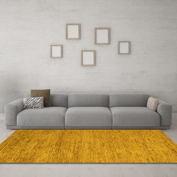Machine Washable Abstract Yellow Modern Rug in a Living Room, wshabs4678yw