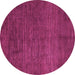 Round Machine Washable Abstract Pink Modern Rug, wshabs4679pnk