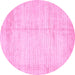 Round Machine Washable Solid Pink Modern Rug, wshabs467pnk