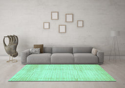 Machine Washable Solid Turquoise Modern Area Rugs in a Living Room,, wshabs467turq