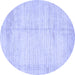 Round Machine Washable Solid Blue Modern Rug, wshabs467blu