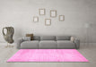 Machine Washable Solid Pink Modern Rug in a Living Room, wshabs467pnk