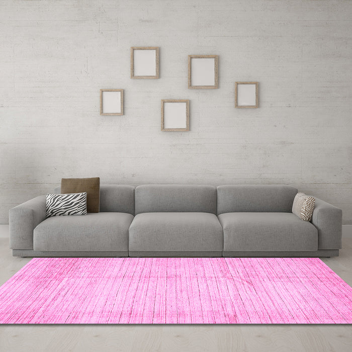Machine Washable Solid Pink Modern Rug in a Living Room, wshabs467pnk