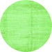 Round Solid Green Modern Rug, abs467grn