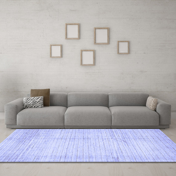Machine Washable Solid Blue Modern Rug in a Living Room, wshabs467blu