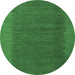 Round Abstract Emerald Green Modern Rug, abs4680emgrn