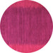 Round Machine Washable Abstract Pink Modern Rug, wshabs4680pnk