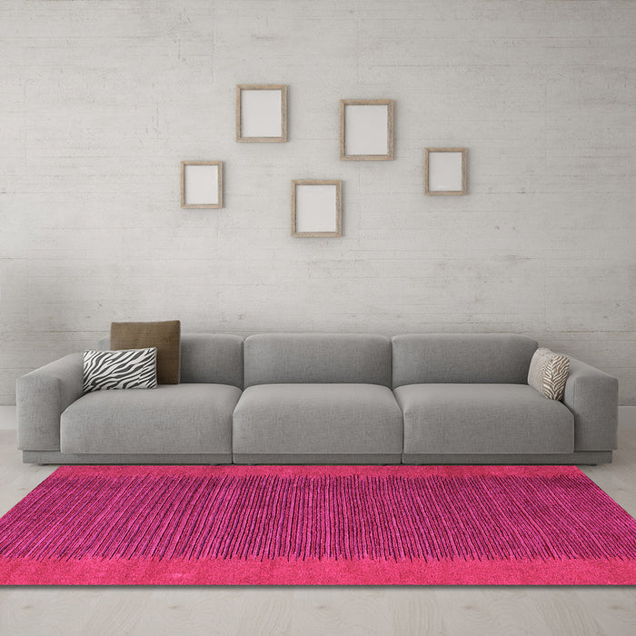 Machine Washable Abstract Pink Modern Rug in a Living Room, wshabs4680pnk