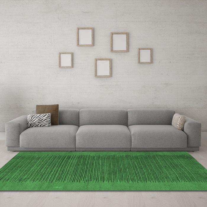 Machine Washable Abstract Emerald Green Modern Area Rugs in a Living Room,, wshabs4680emgrn