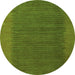 Round Machine Washable Abstract Green Modern Area Rugs, wshabs4680grn