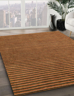 Abstract Chocolate Brown Modern Rug in Family Room, abs4681
